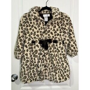American Widgeon Girls Faux Fur Leopard Coat Jacket Size 6X Great Condition!